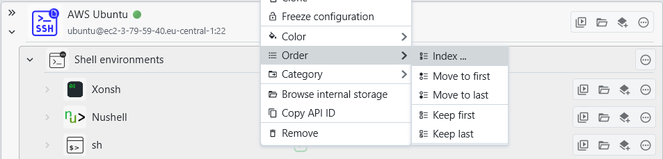Order settings screenshot